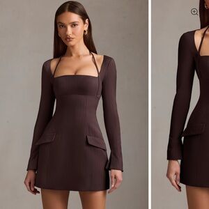Oh Polly Chocolate Long-Sleeve Dress